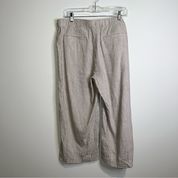 J. Jill Tan and White Striped Linen Blend Cropped Pants - Picture 7 of 9